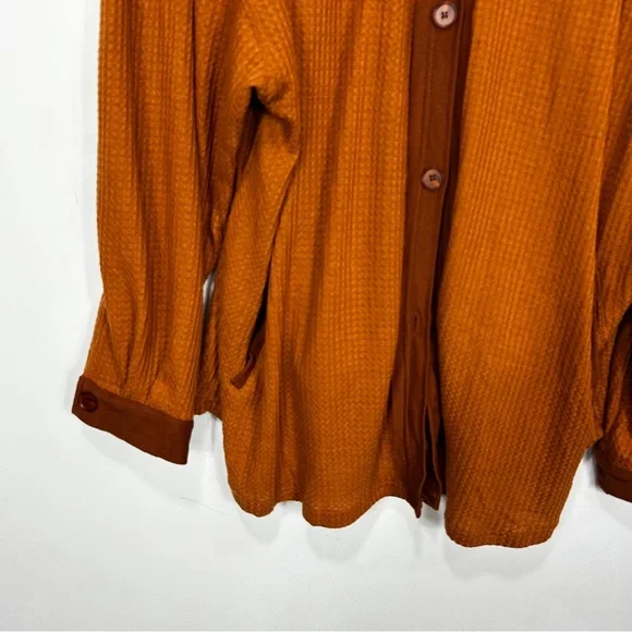 Haptics NWT Burnt Orange Waffle Knit Shacket H19 - Picture 5 of 6
